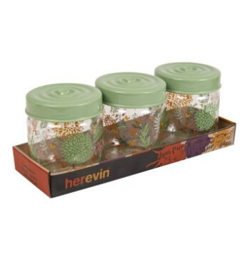 3'lü 425 cc Desenli Kavanoz Seti