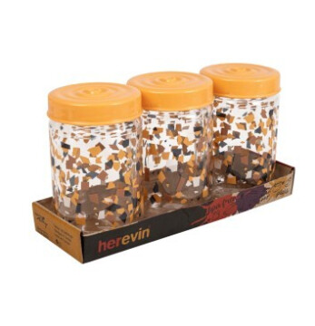 3x660 cc Desenli Kavanoz Seti