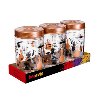 660 cc Desenli Kavanoz Seti