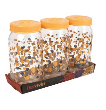 3x1000 cc Desenli Kavanoz Seti