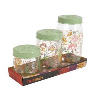 3'lü 425-660-1000 cc Desenli Kavanoz