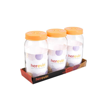 3 x 1000 cc Desenli Kavanoz Seti