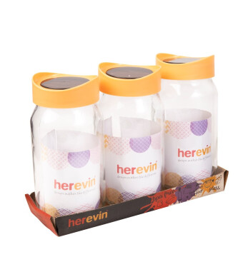 3 x 1000 cc Desenli Kavanoz Seti