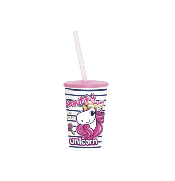 340 cc Cup with Straw - Unicorn