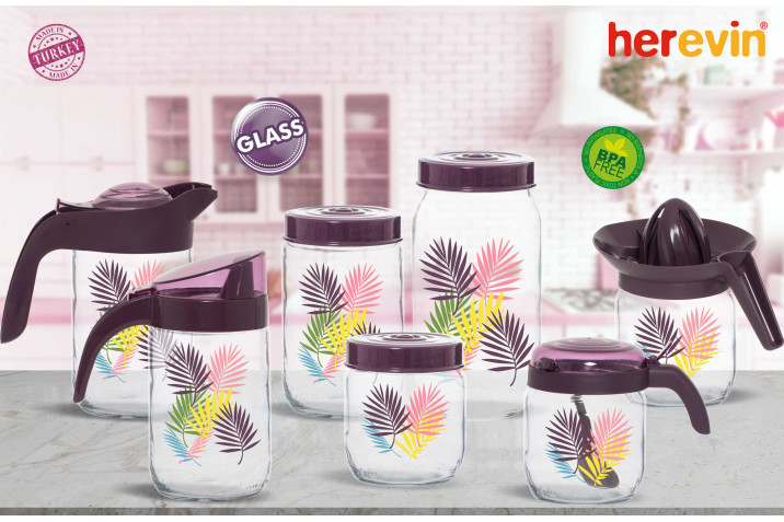 Mor Yaprak Desen Seri Glass